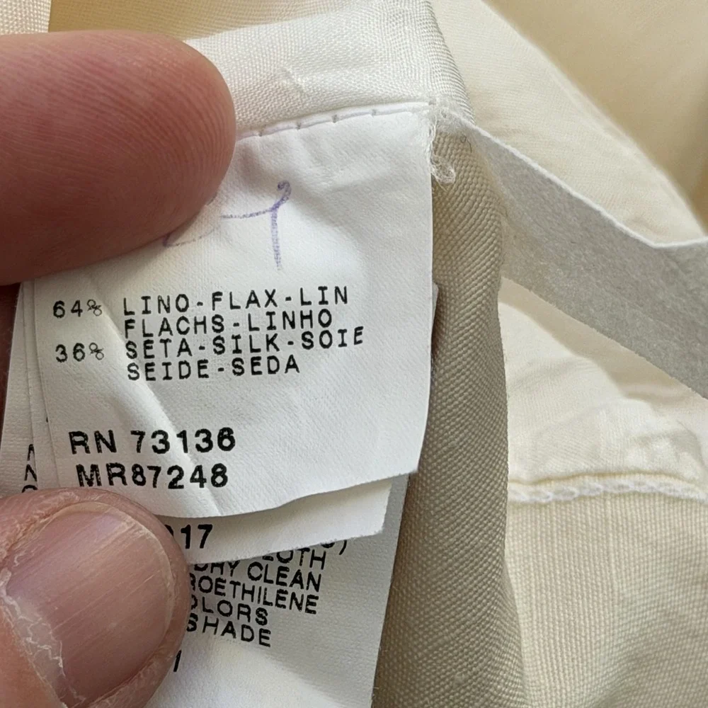 Vintage Max Mara Jacket Womens Large White Linen Silk Cropped Made‎ Italy Blazer